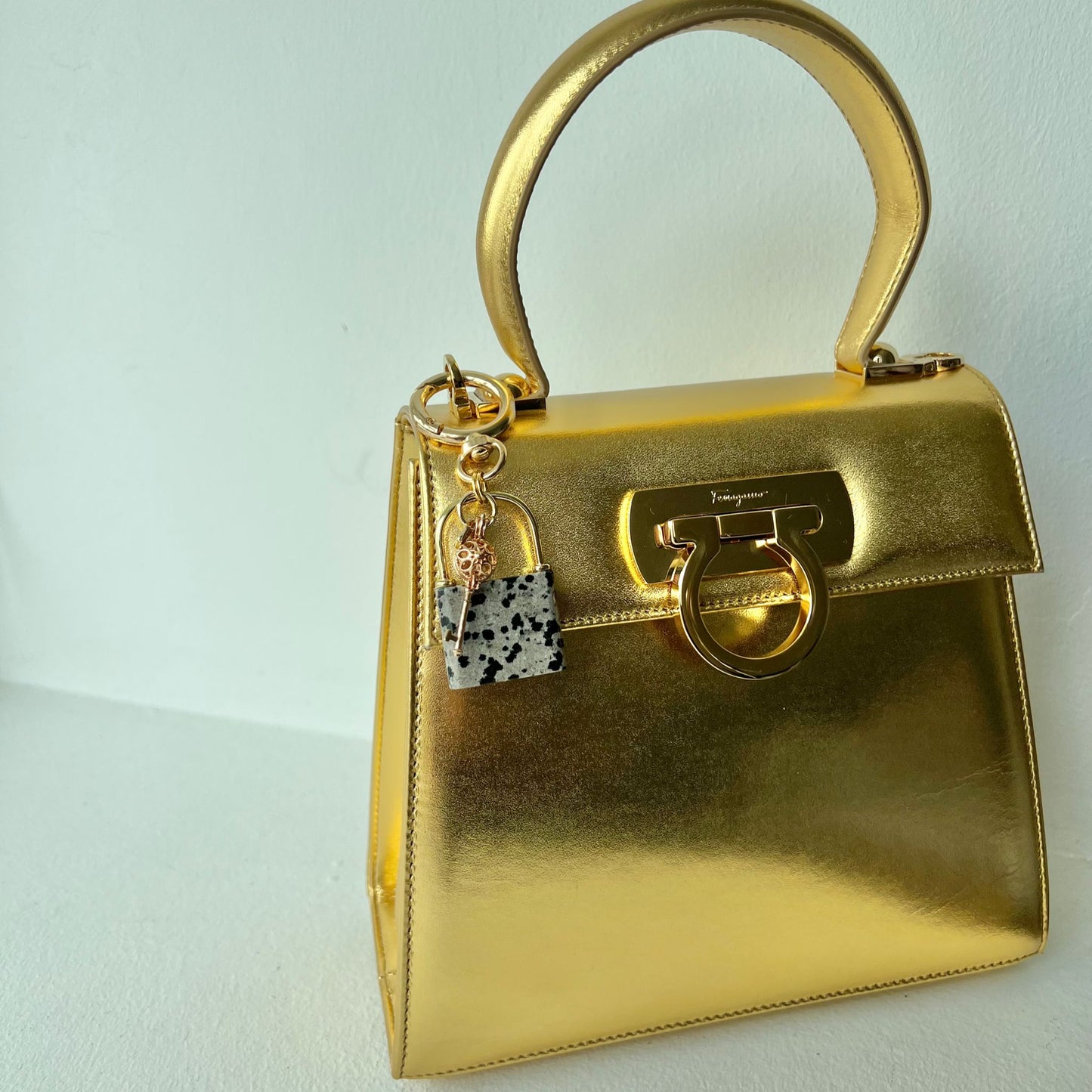Unakite Lock & Key Bag Charm/Key Ring