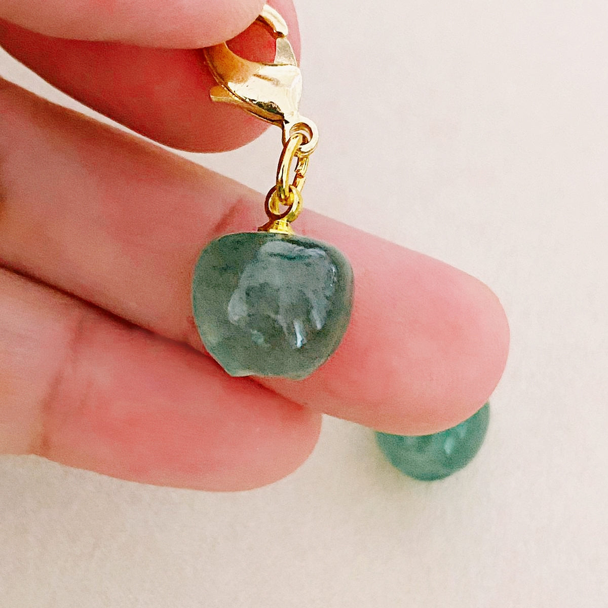 Green Strawberry Quartz Apple Charm