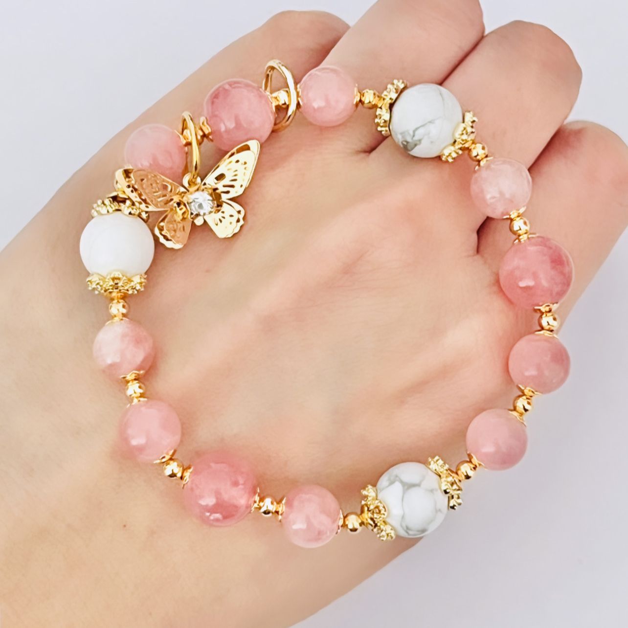 Madagascar Rose Quartz & Howlite Bracelet