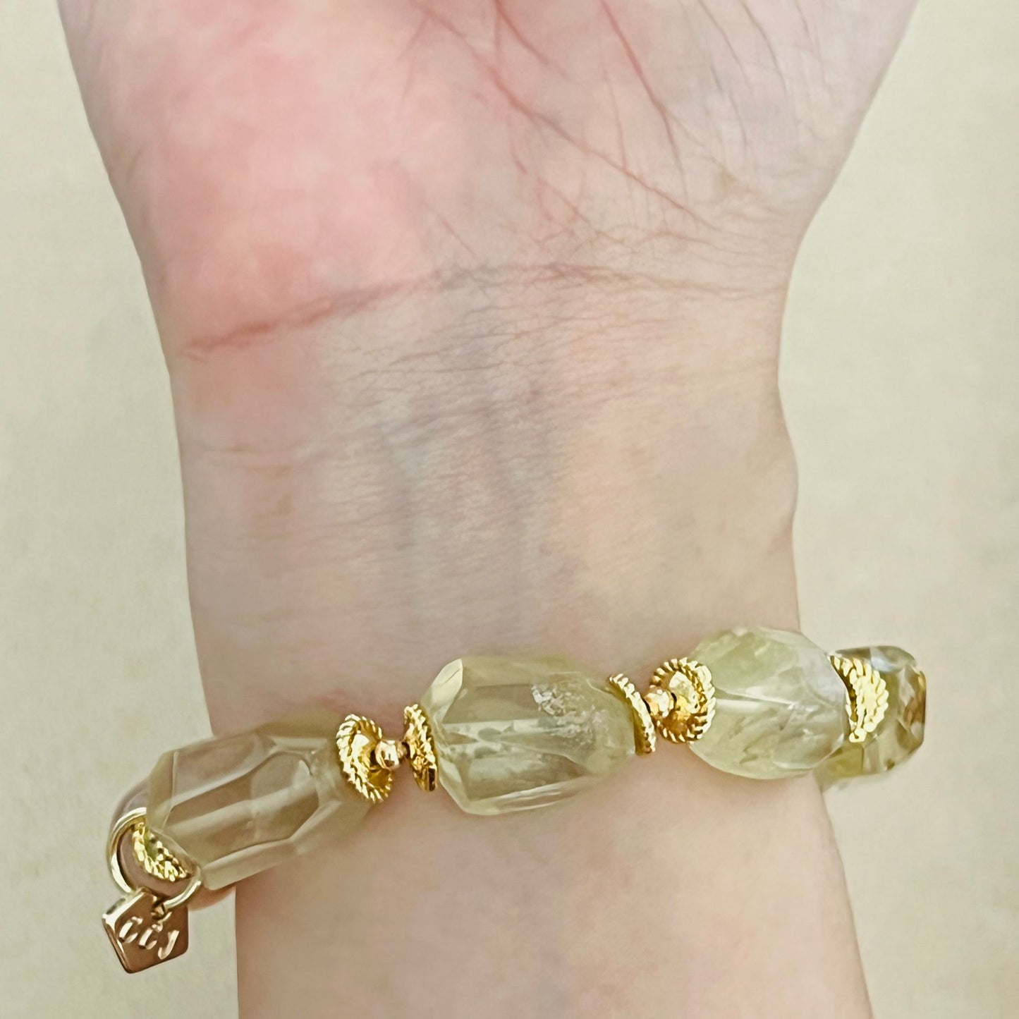 Raw Blue Apatite, Lemon Quartz & Watercolor Carnelian Bracelet