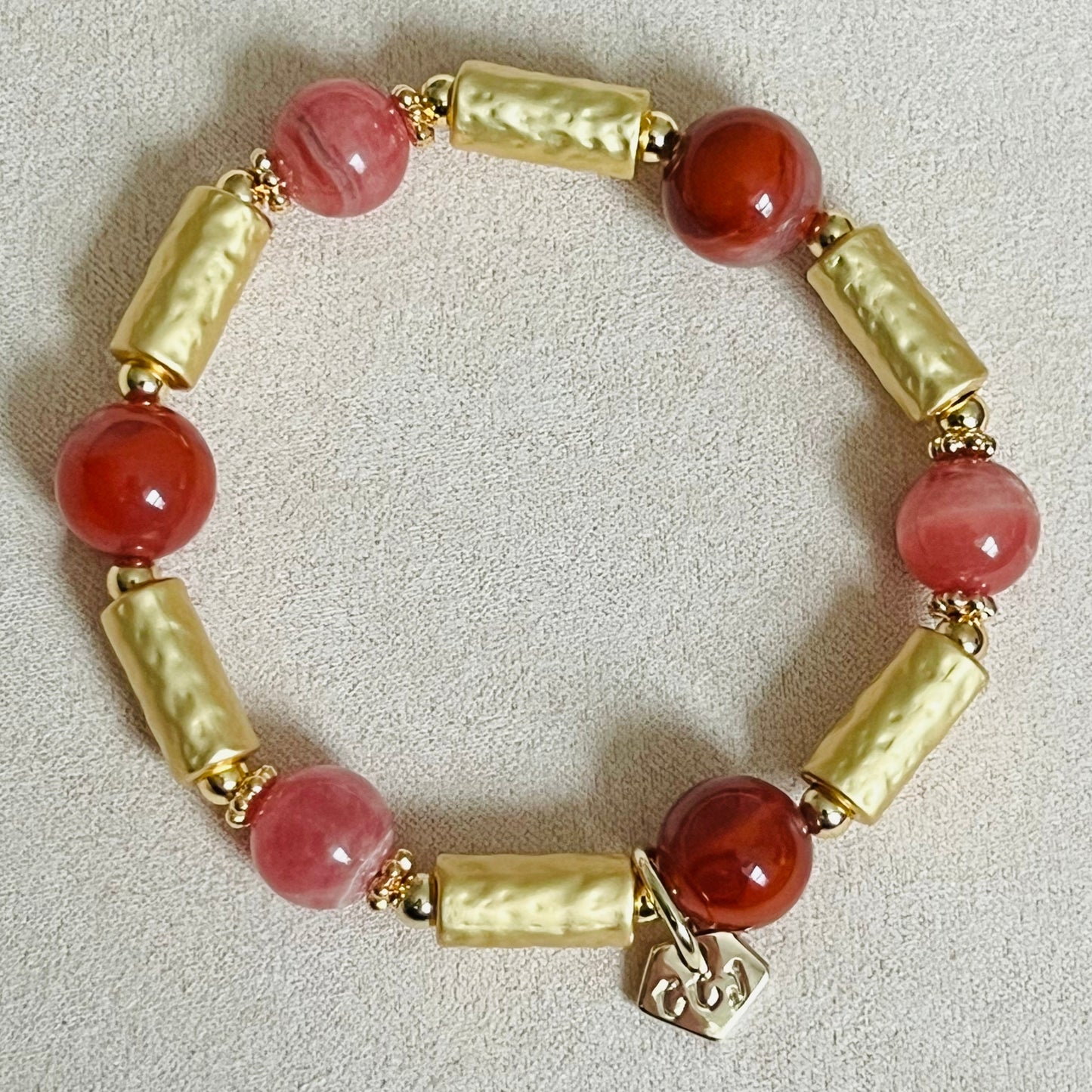 Lucky 6 Rhodochrosite & Red Agate Bracelet