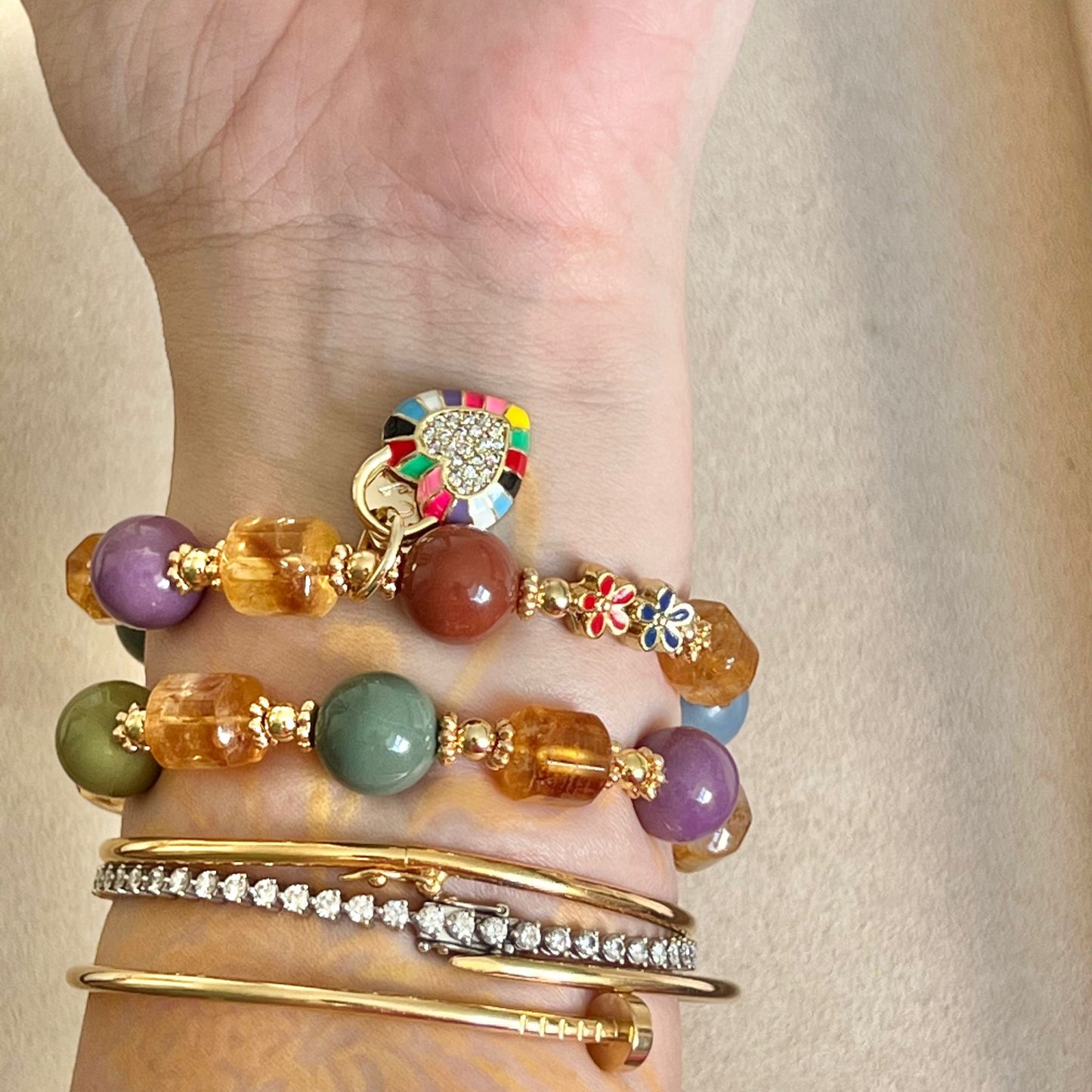 Star Alashan Agate Rainbow Bracelet