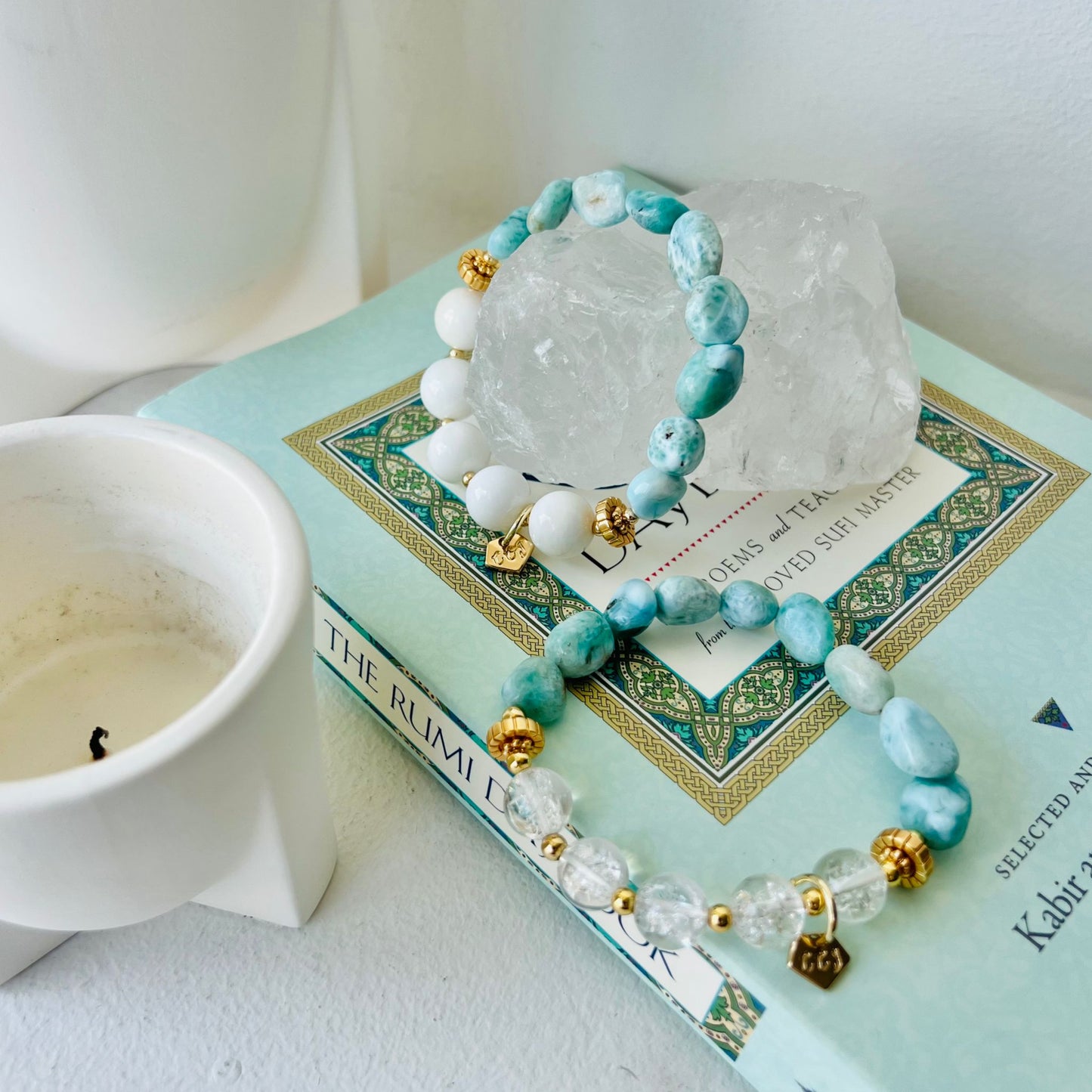 Raw Larimar & Himalayan Quartz Bracelet