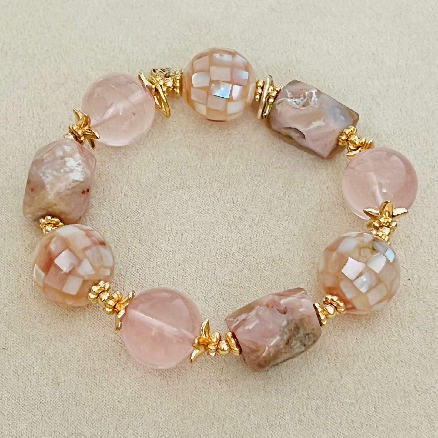 Peruvian Opal & Madagascar Rose Quartz Bracelet