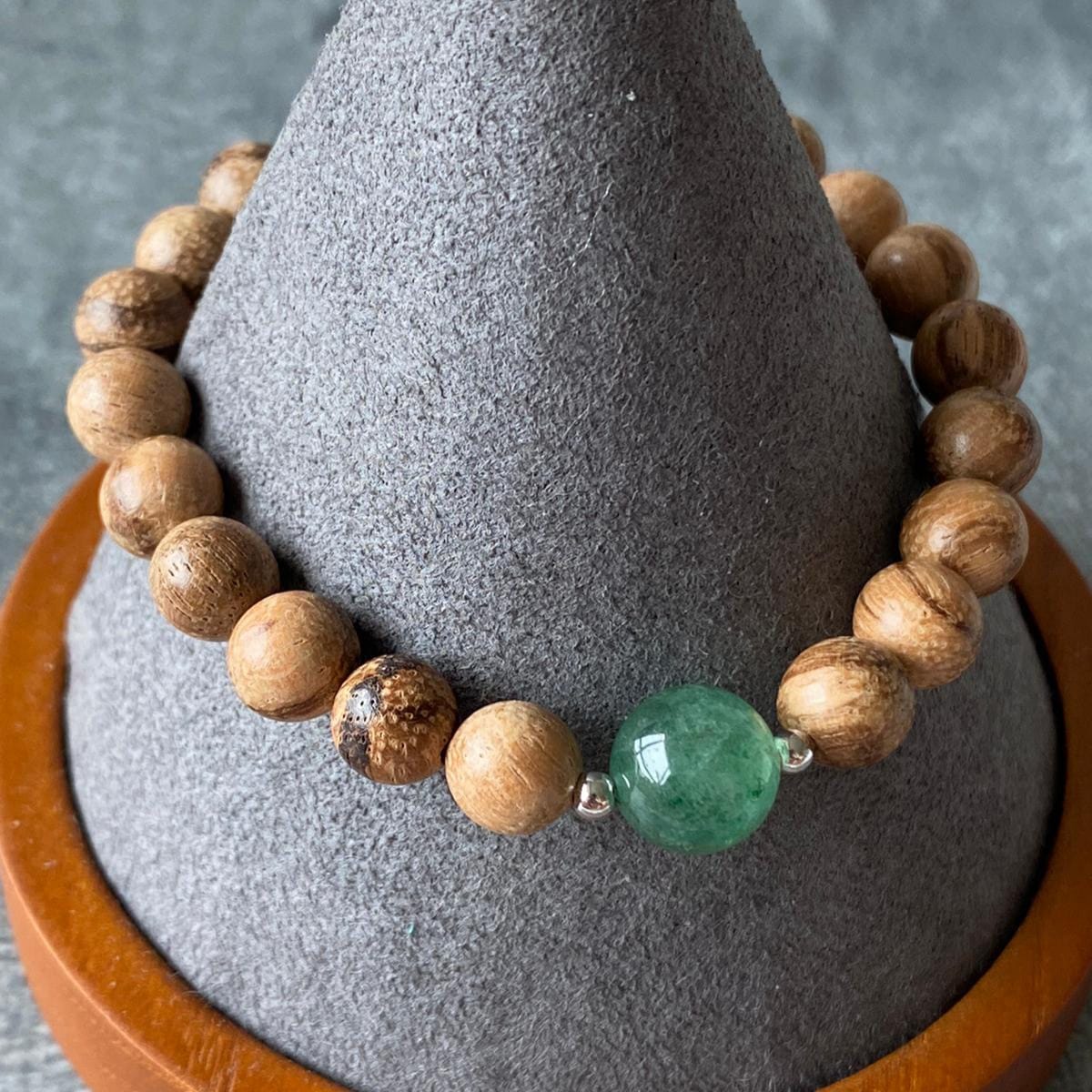 Green Strawberry Quartz & Agarwood Men Bracelet