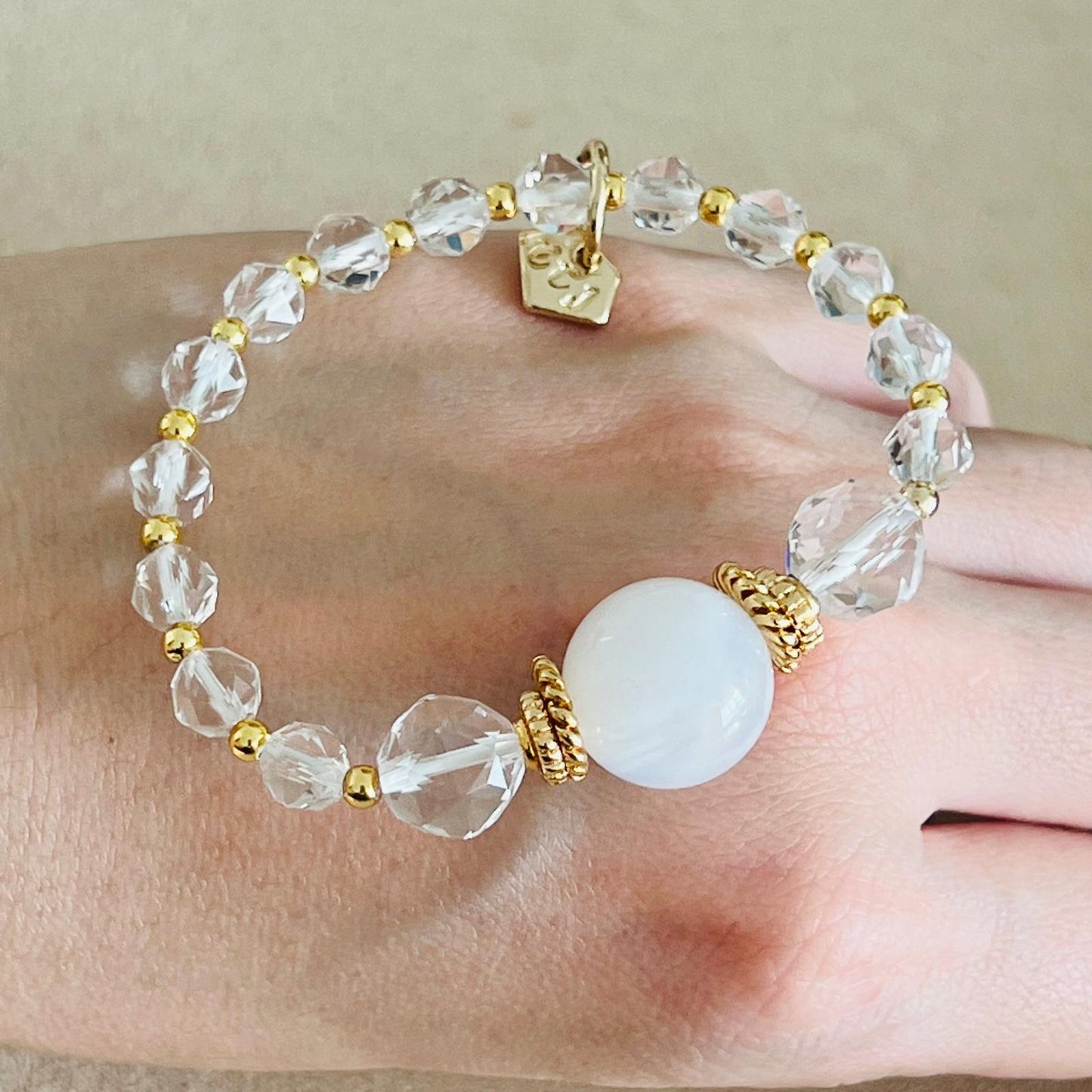 Sparkly Moonstone & Quartz Bracelet