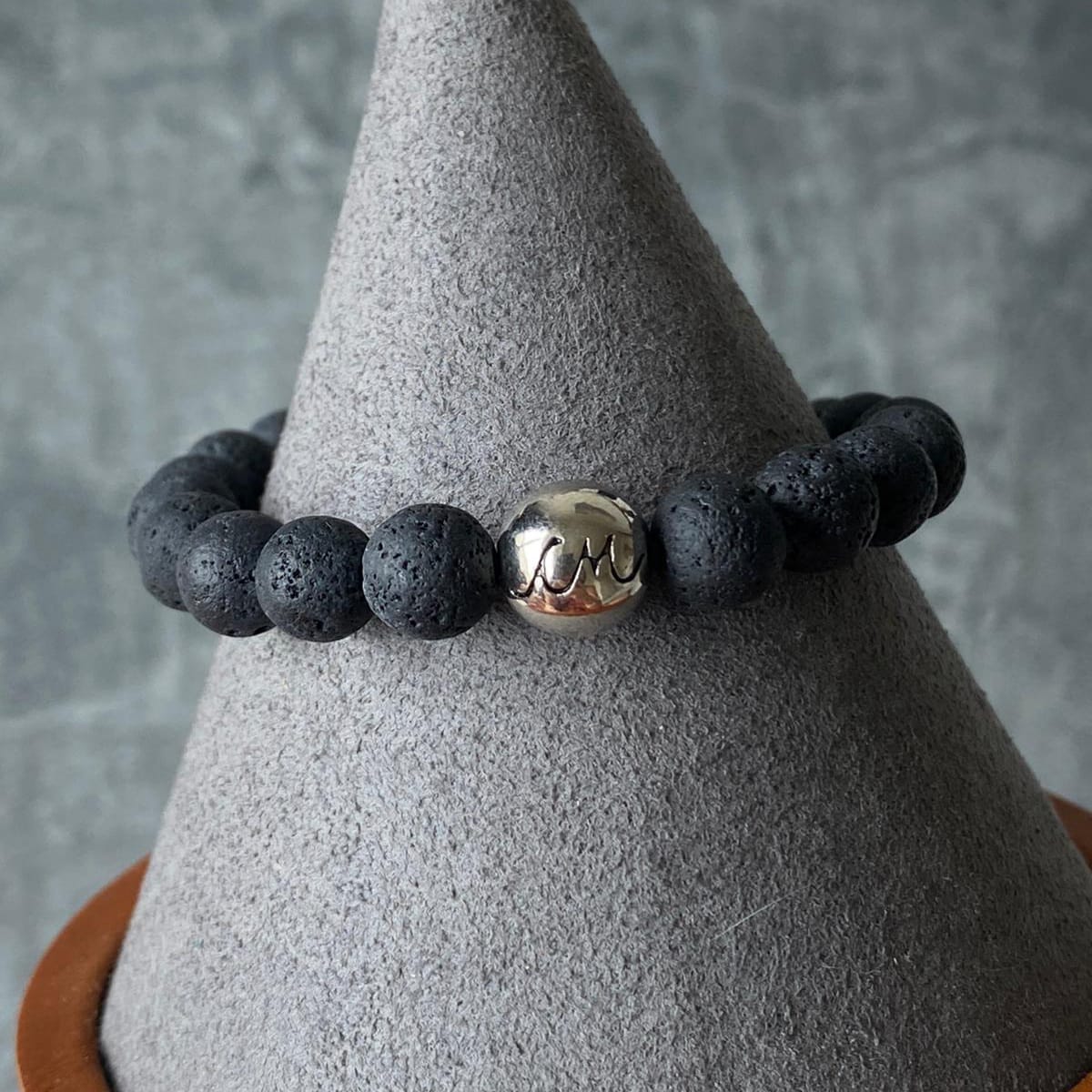 Arfvedsonite & Lava Stone Men Bracelet