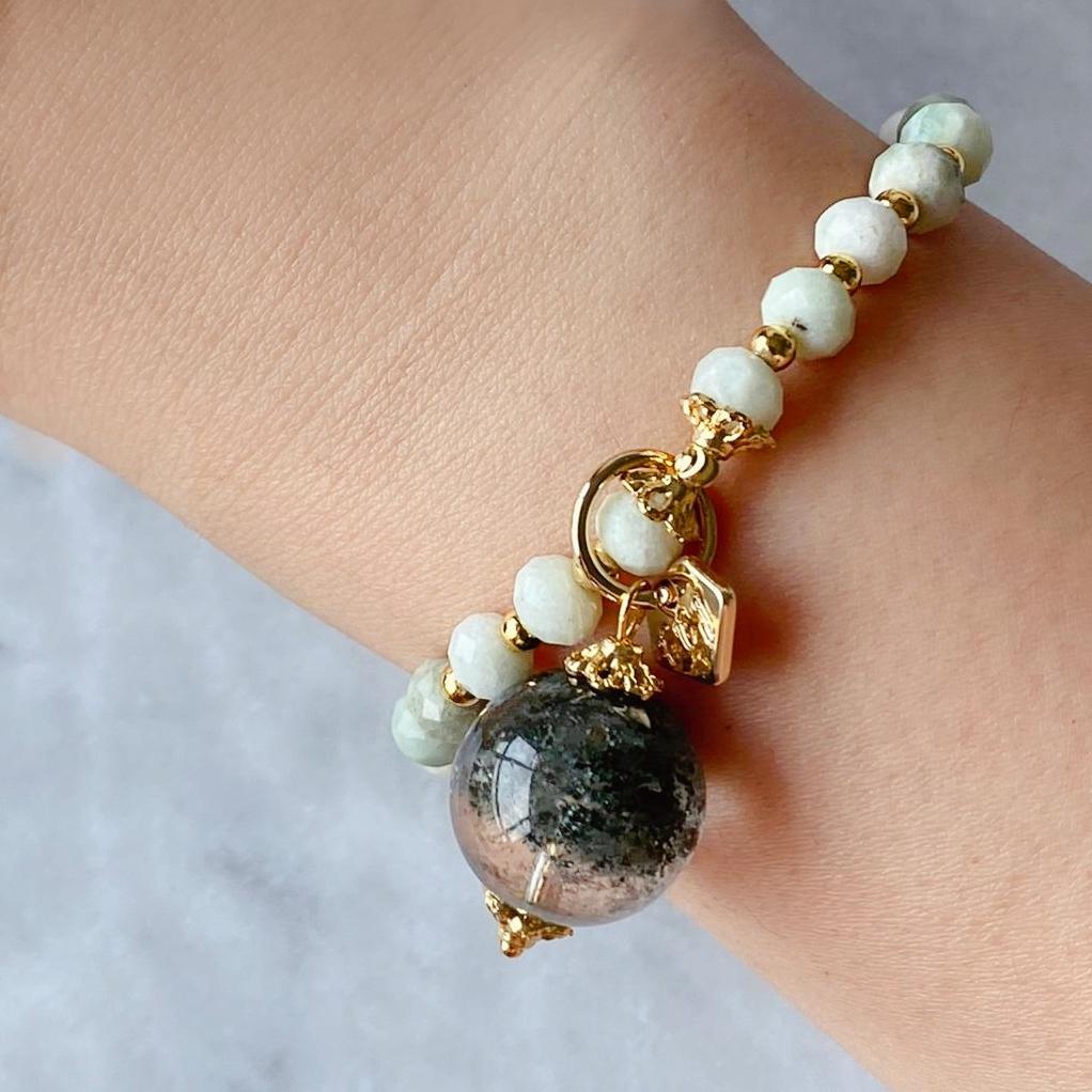 Jade & Green Phantom Quartz Charm Bracelet