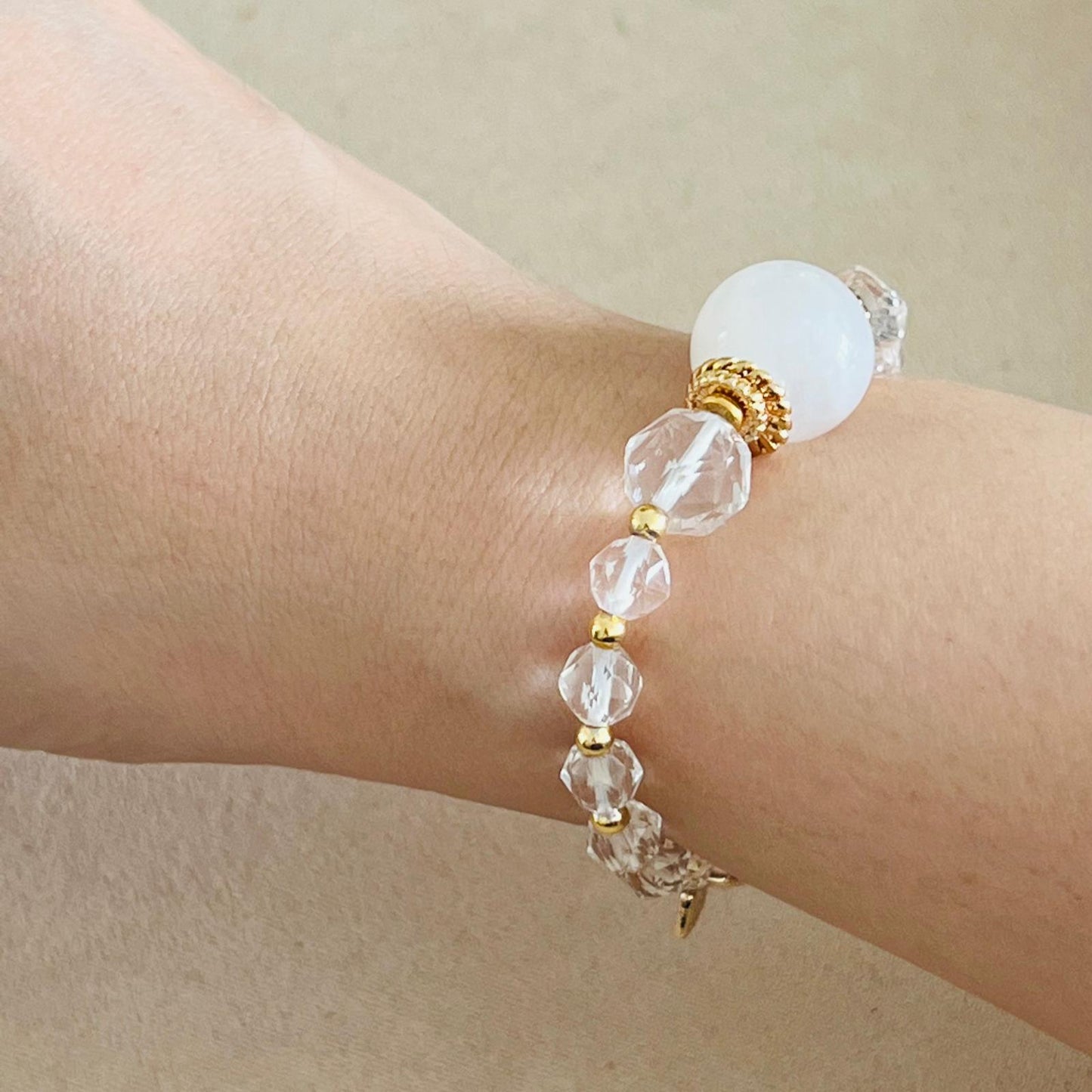 Sparkly Moonstone & Quartz Bracelet