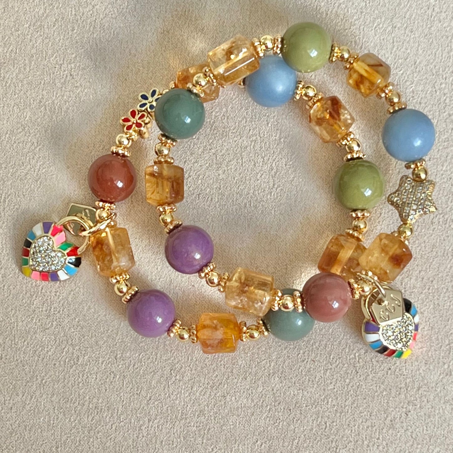 Star Alashan Agate Rainbow Bracelet