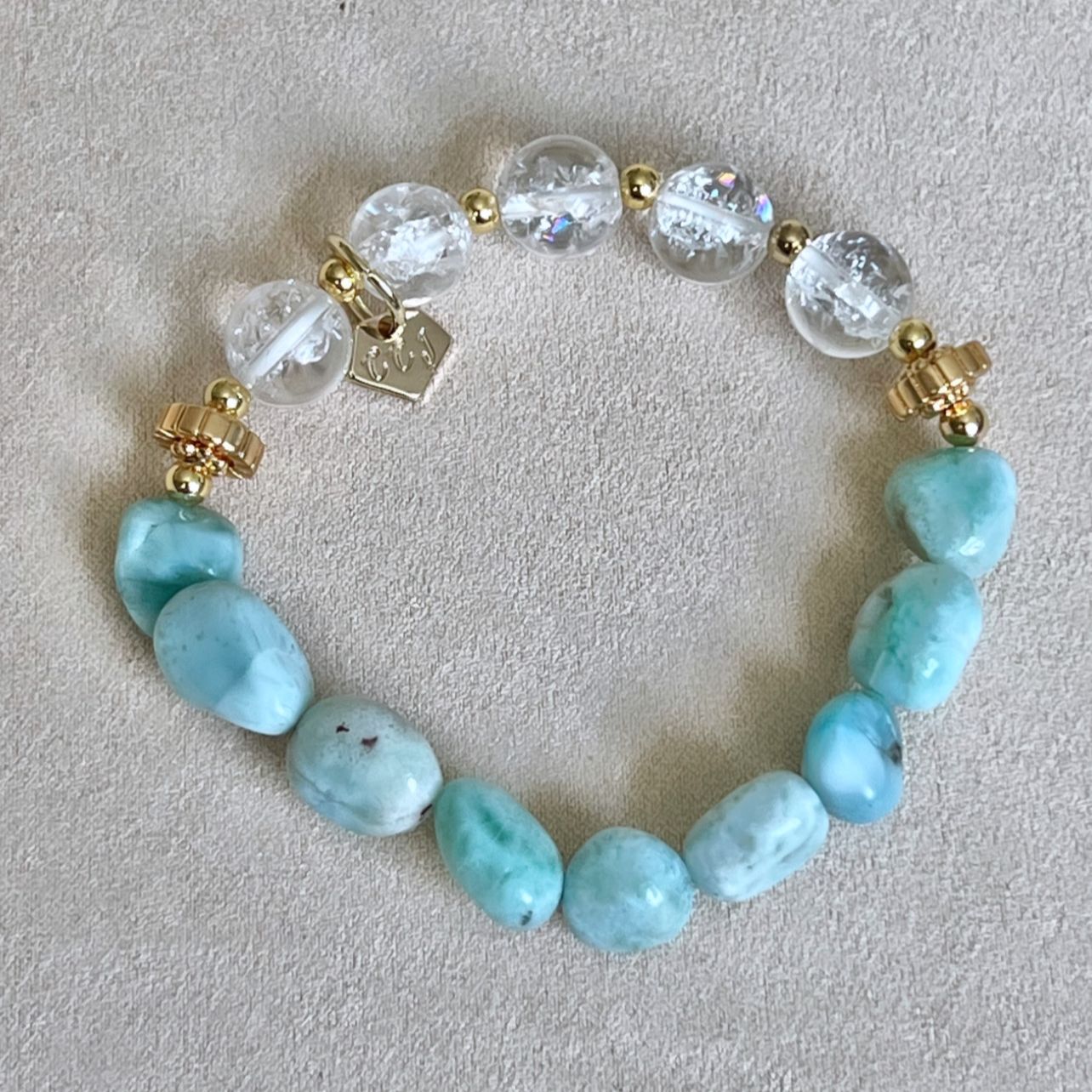 Raw Larimar & Himalayan Quartz Bracelet