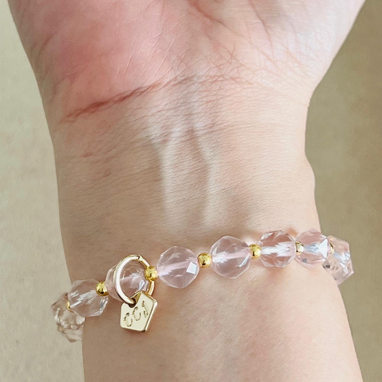 Sparkly Sakura Agate & Rose Quartz Bracelet