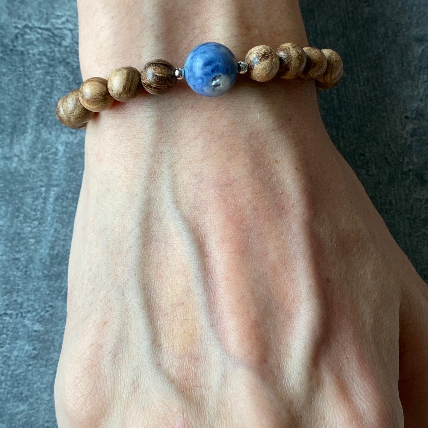 Sodalite & Agarwood Men Bracelet