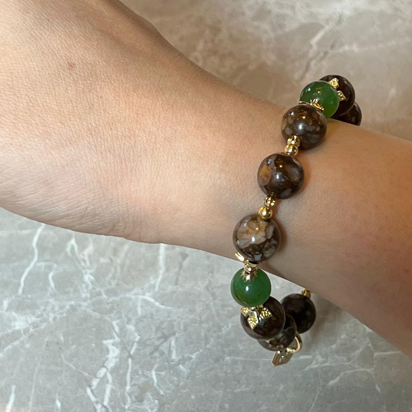 Ironstone Boulder Opal & Chrysoprase Bracelet