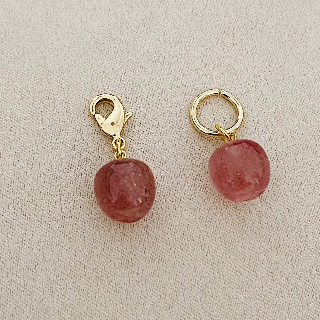 Strawberry Quartz Apple Charm