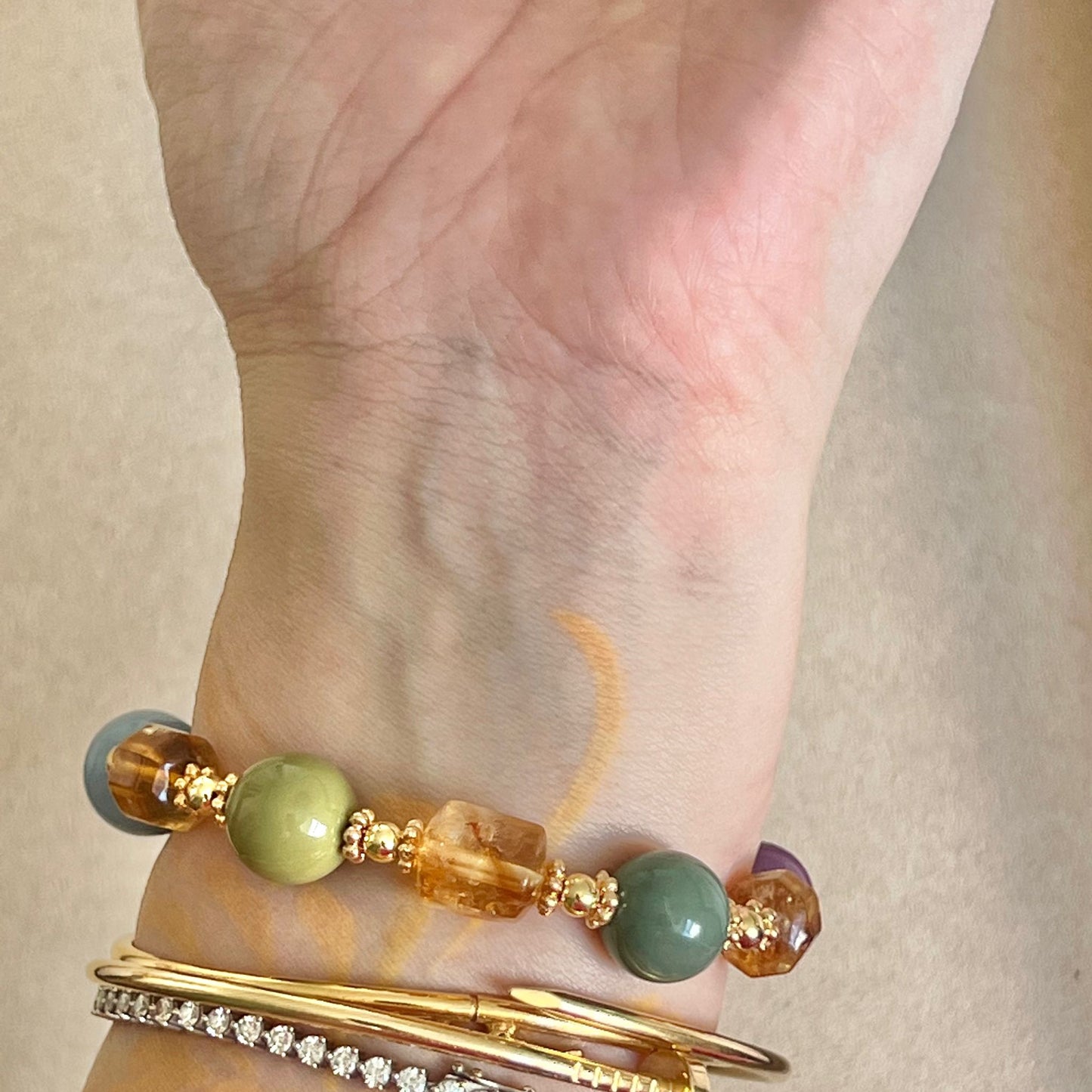 Star Alashan Agate Rainbow Bracelet