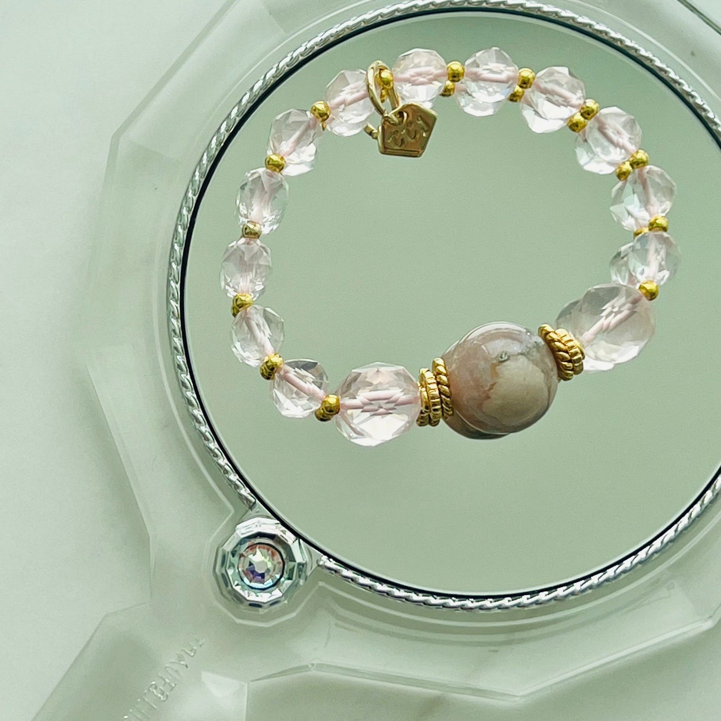 Sparkly Sakura Agate & Rose Quartz Bracelet