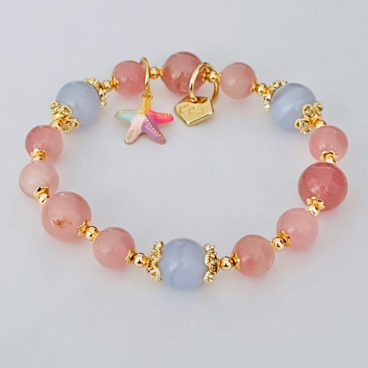 Madagascar Rose Quartz & Blue Lace Agate Bracelet