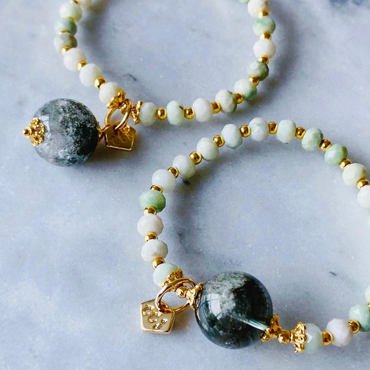 Jade & Green Phantom Quartz Charm Bracelet