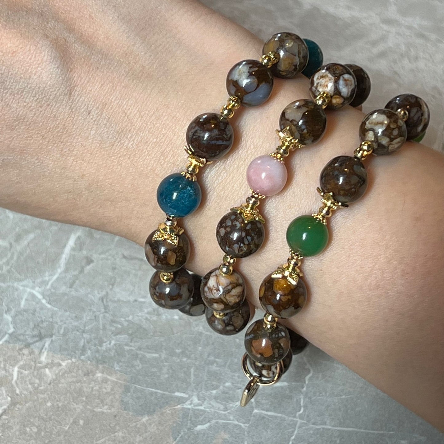 Ironstone Boulder Opal & Chrysoprase Bracelet