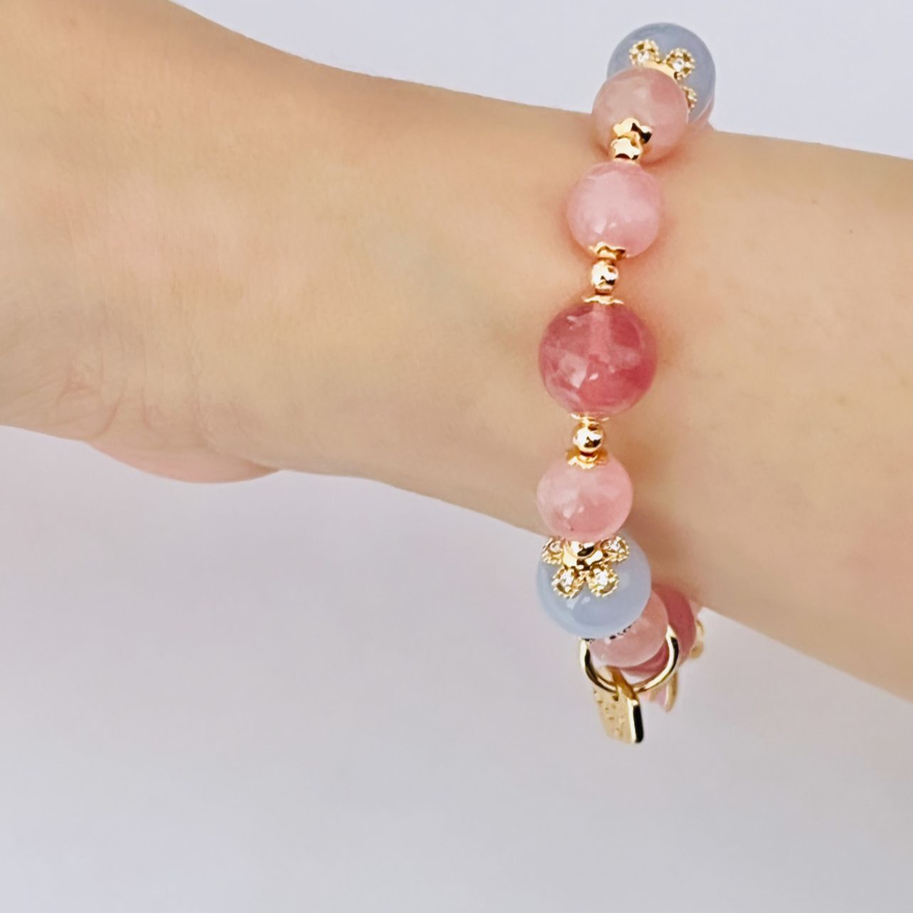 Madagascar Rose Quartz & Blue Lace Agate Bracelet