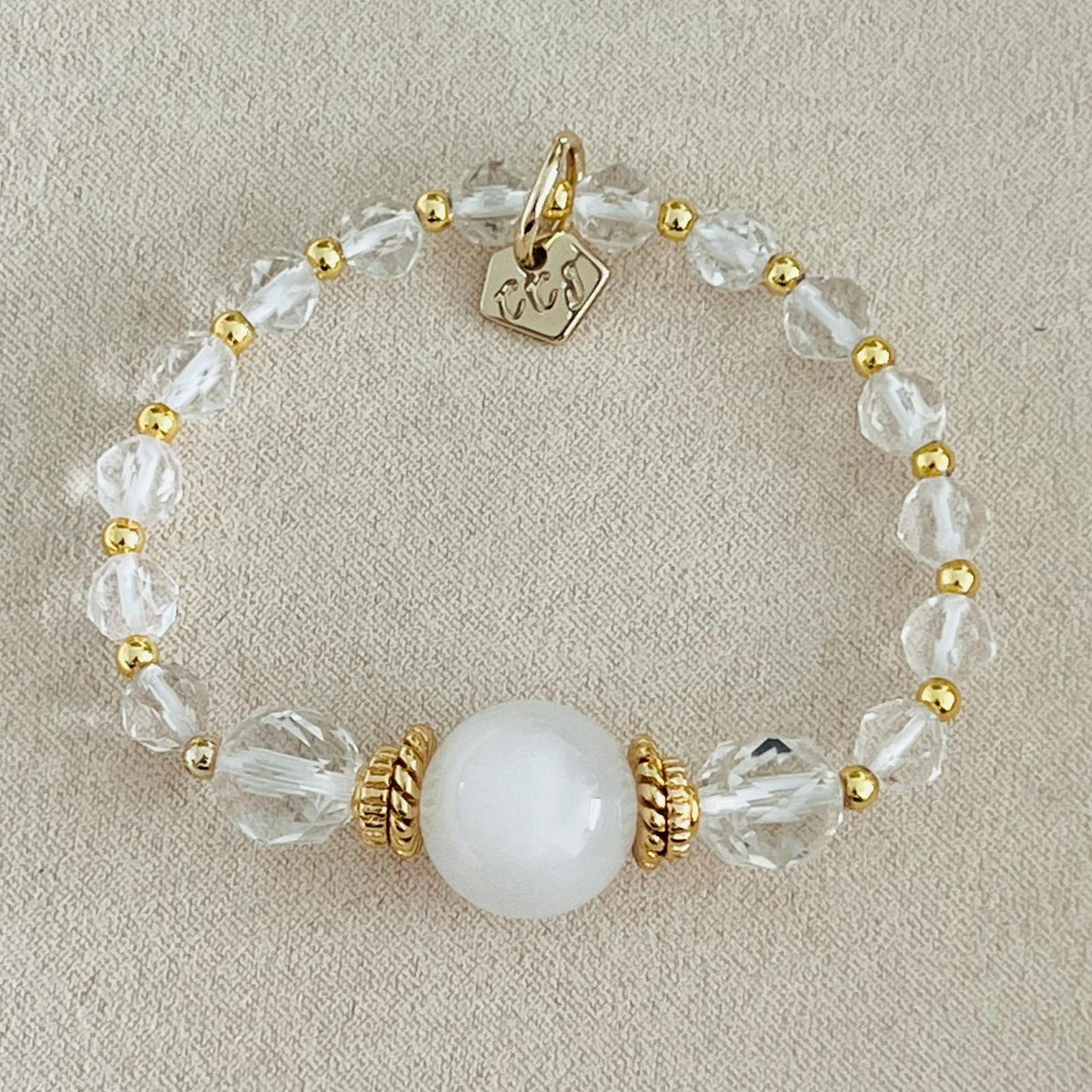 Sparkly Moonstone & Quartz Bracelet