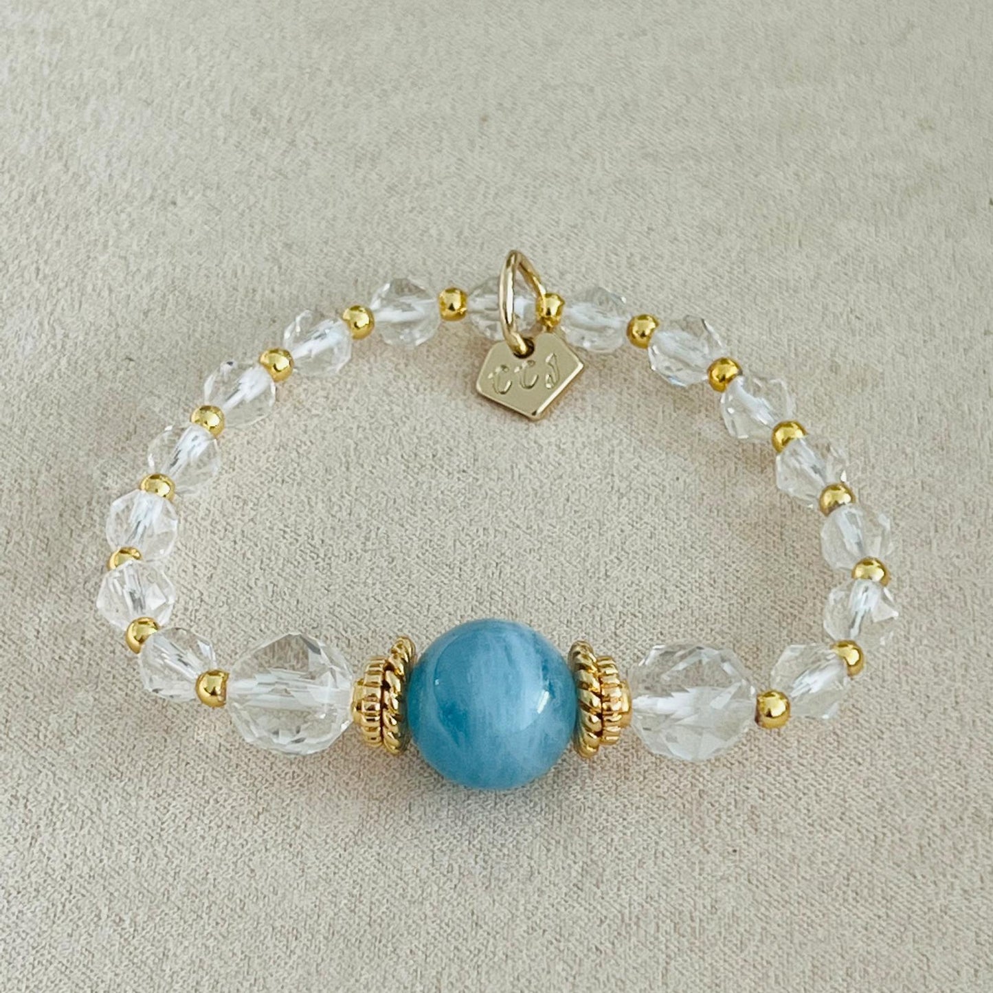 Sparkly Aquamarine & Quartz Bracelet