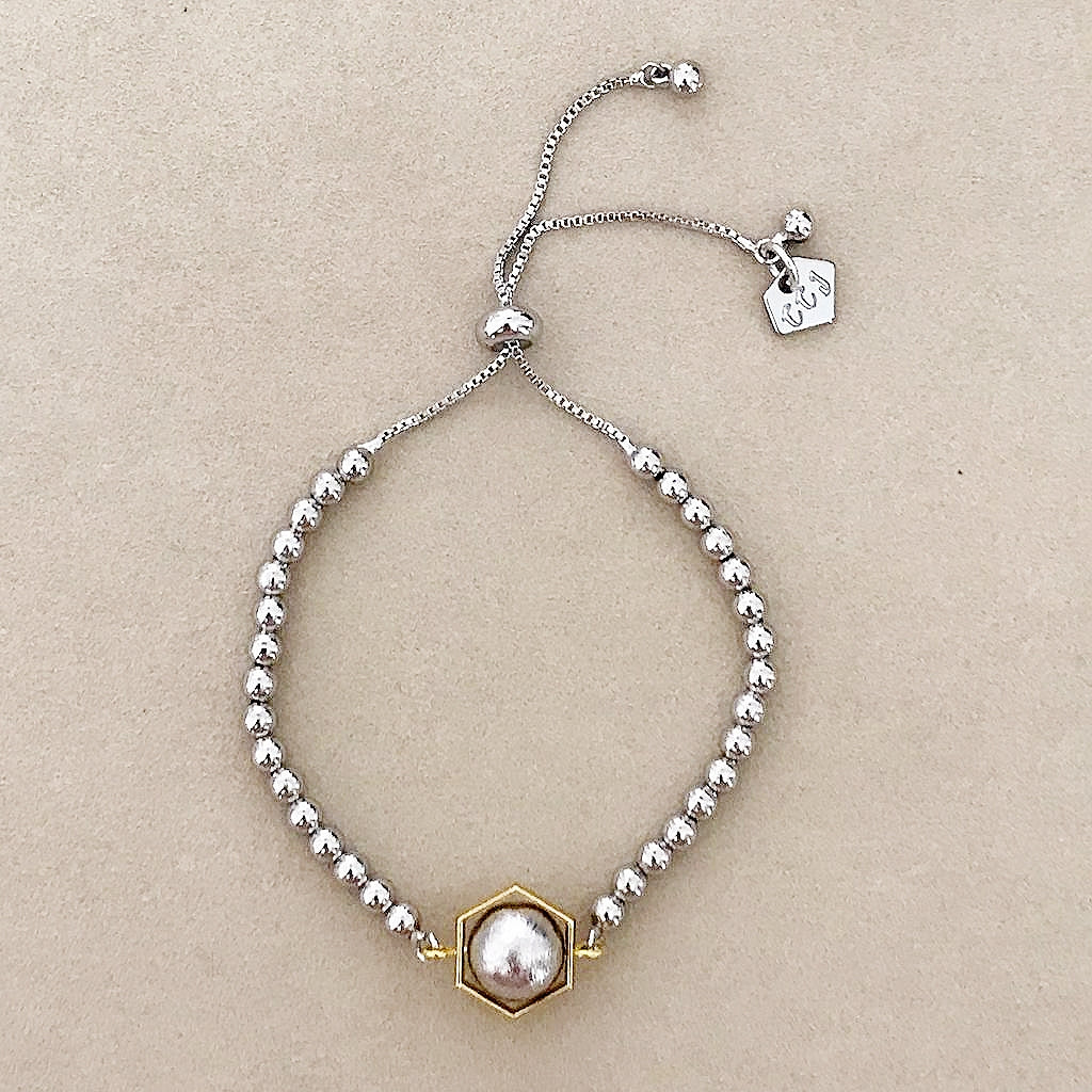 Meteorite (White Gold) Hexagon Bracelet