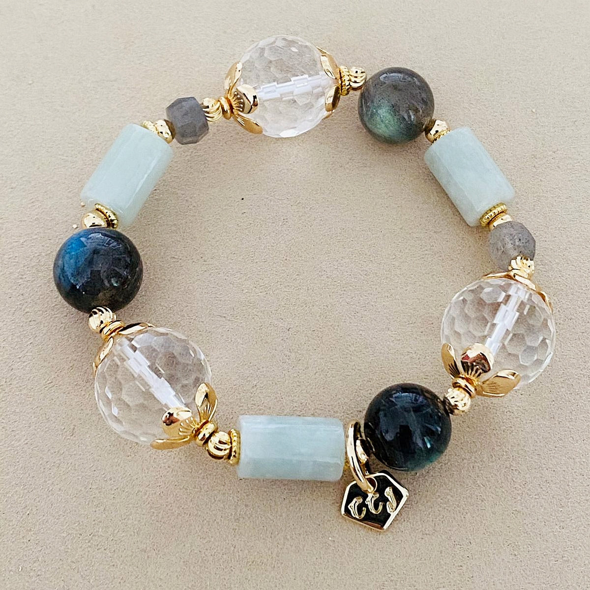 Clear Quartz, Jade & Labradorite Bracelet