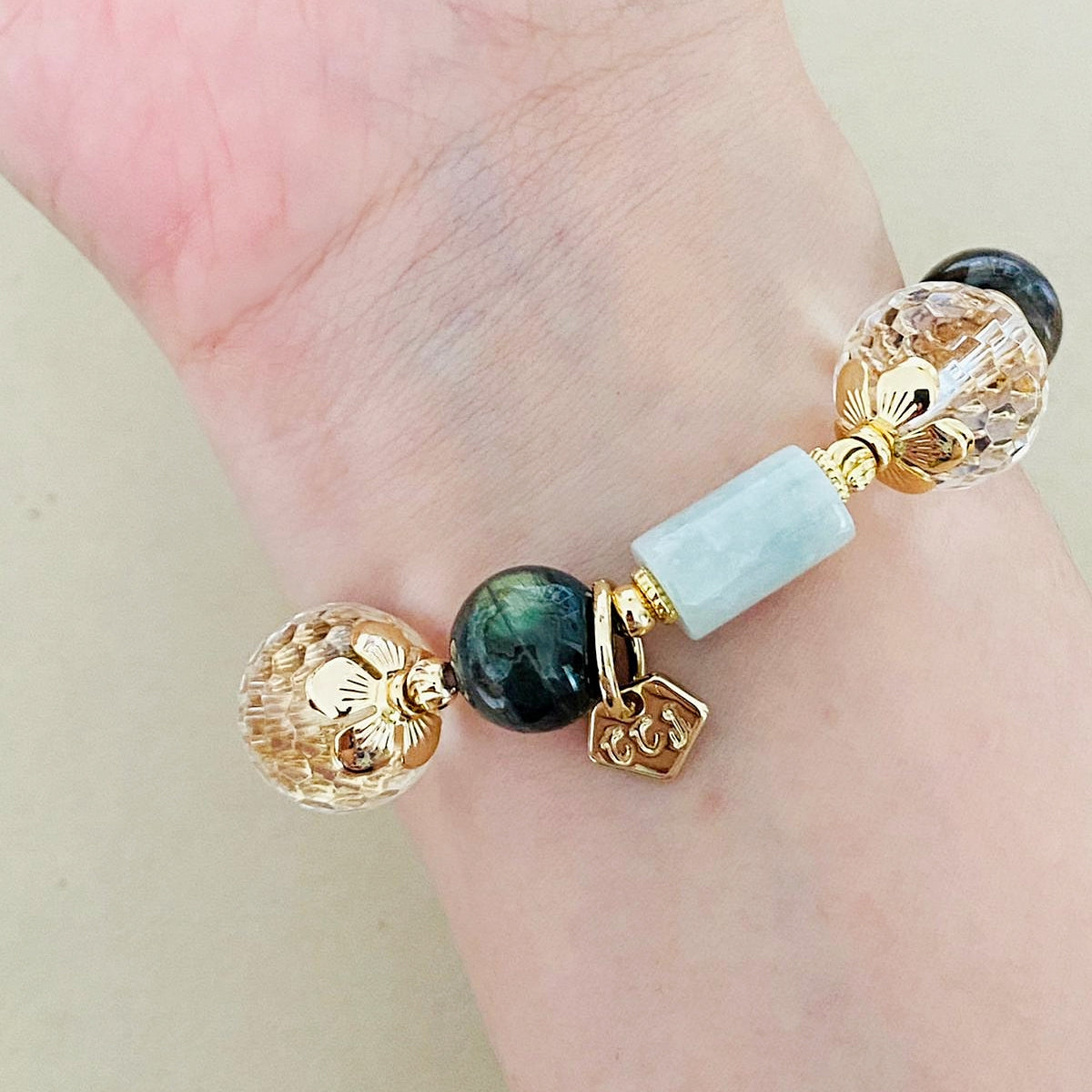 Clear Quartz, Jade & Labradorite Bracelet