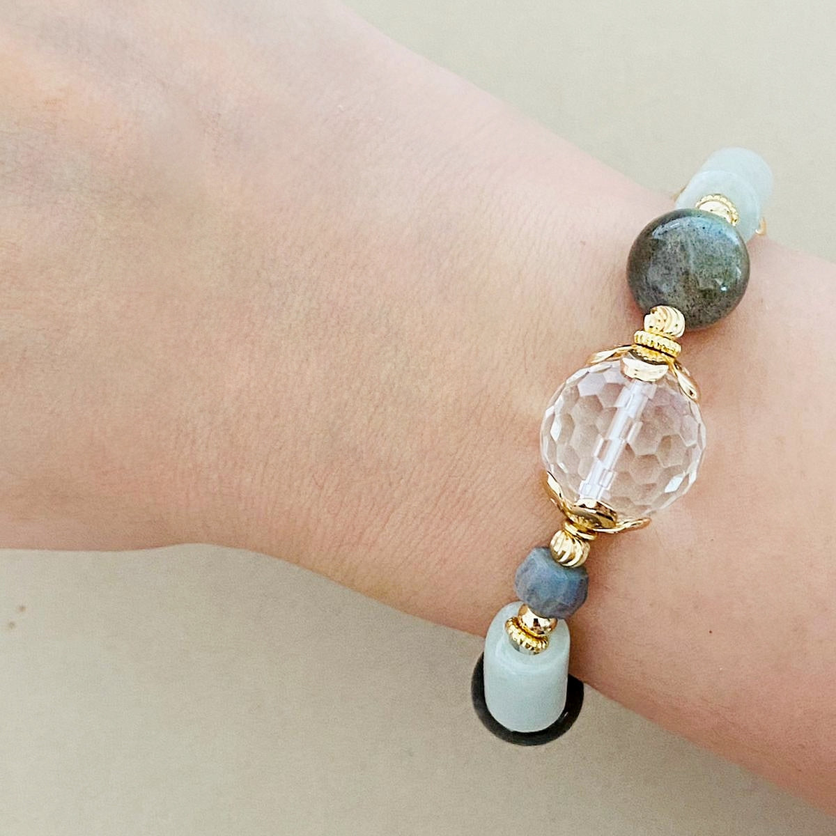 Clear Quartz, Jade & Labradorite Bracelet