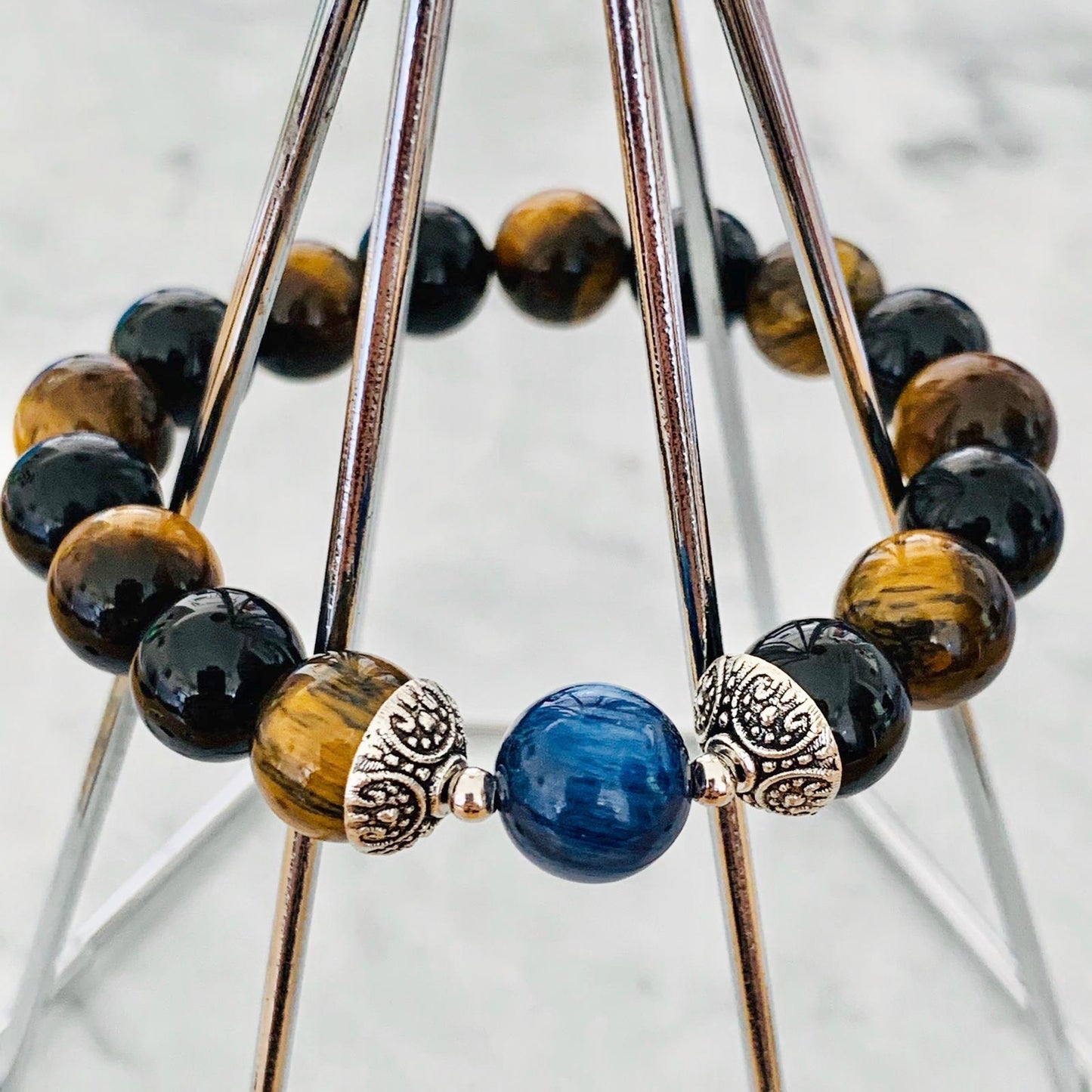 Kyanite, Black Tourmaline & Tigereye Men Bracelet