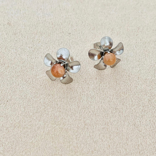 Sunstone Floral Stud Earrings