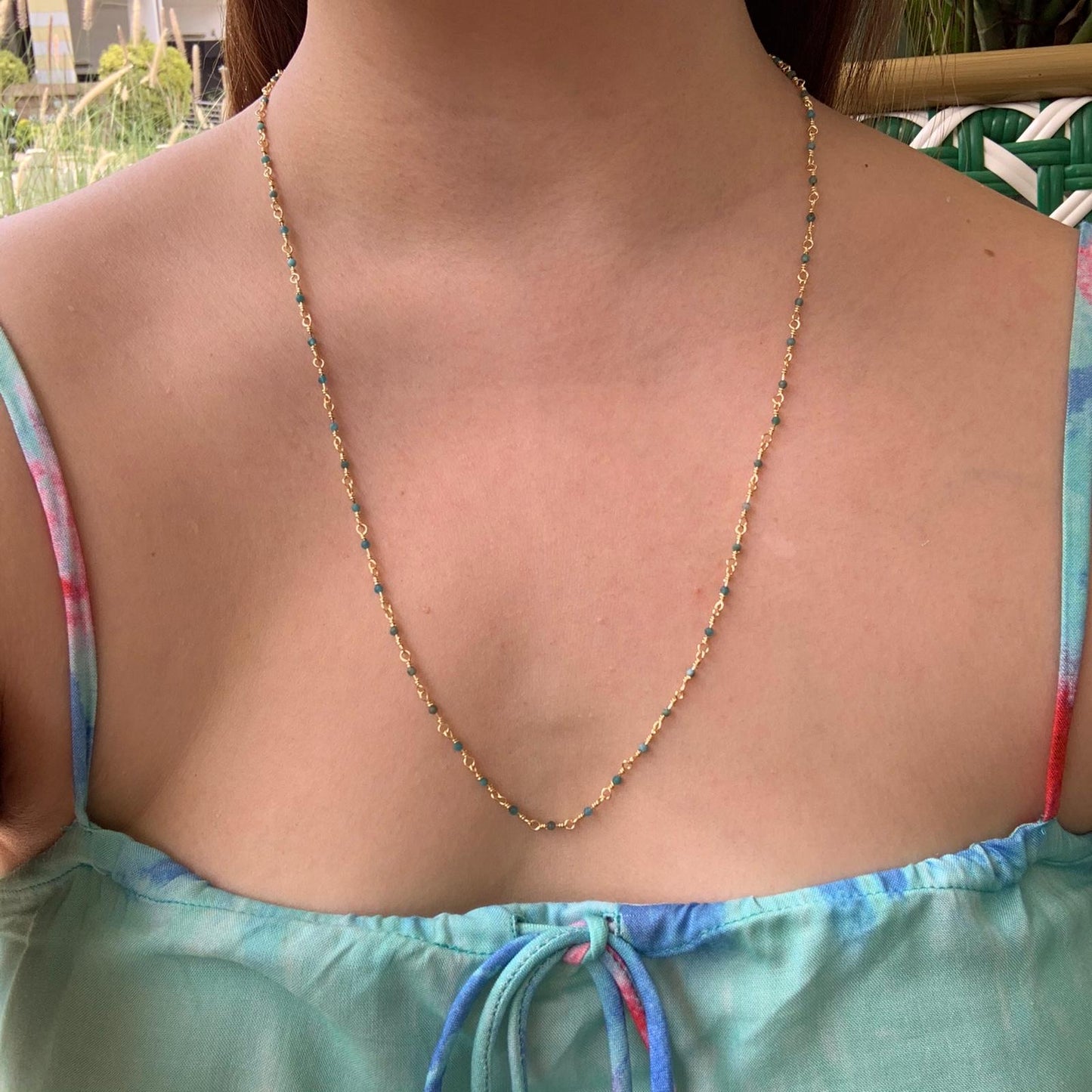 Blue Apatite Mask Chain Necklace