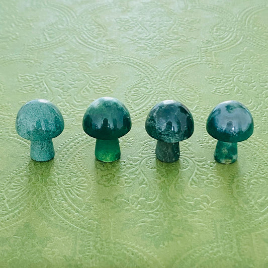 Moss Agate Crystal Mushroom