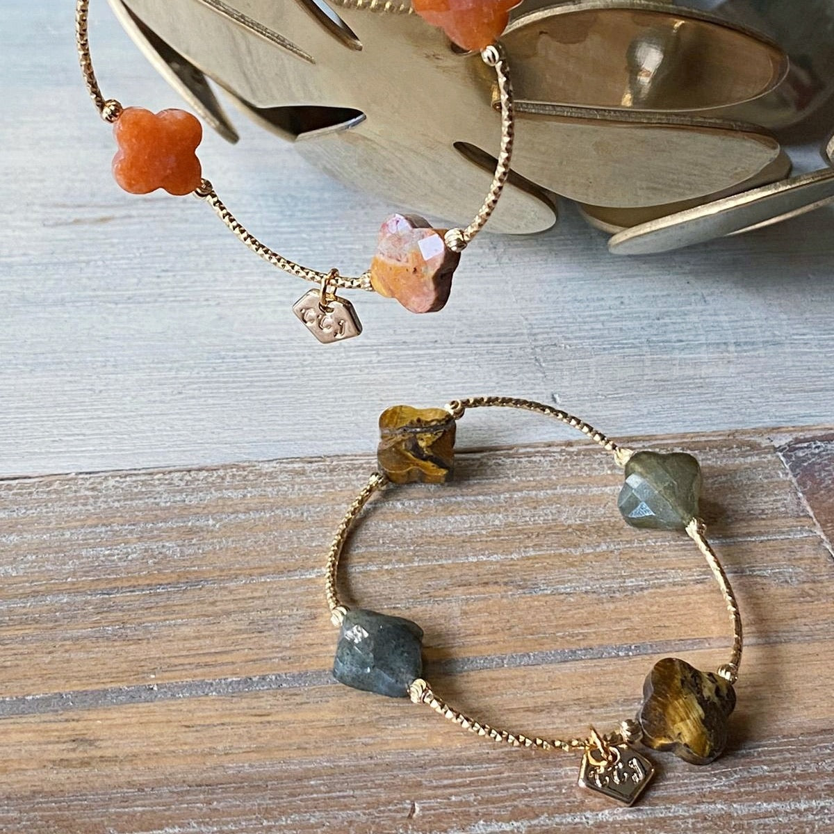 Labradorite & Tigereye Clover La Grace Bracelet