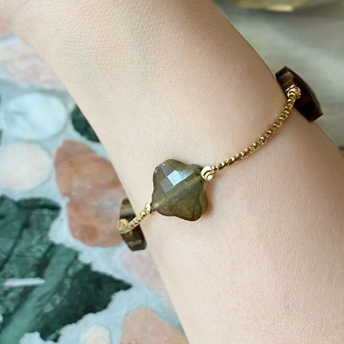 Labradorite & Tigereye Clover La Grace Bracelet