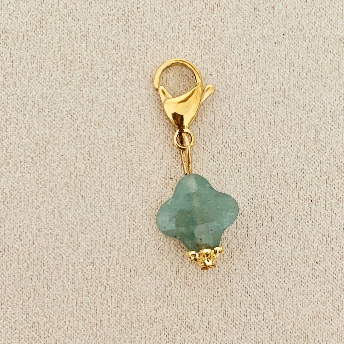 Green Aventurine Clover Charm