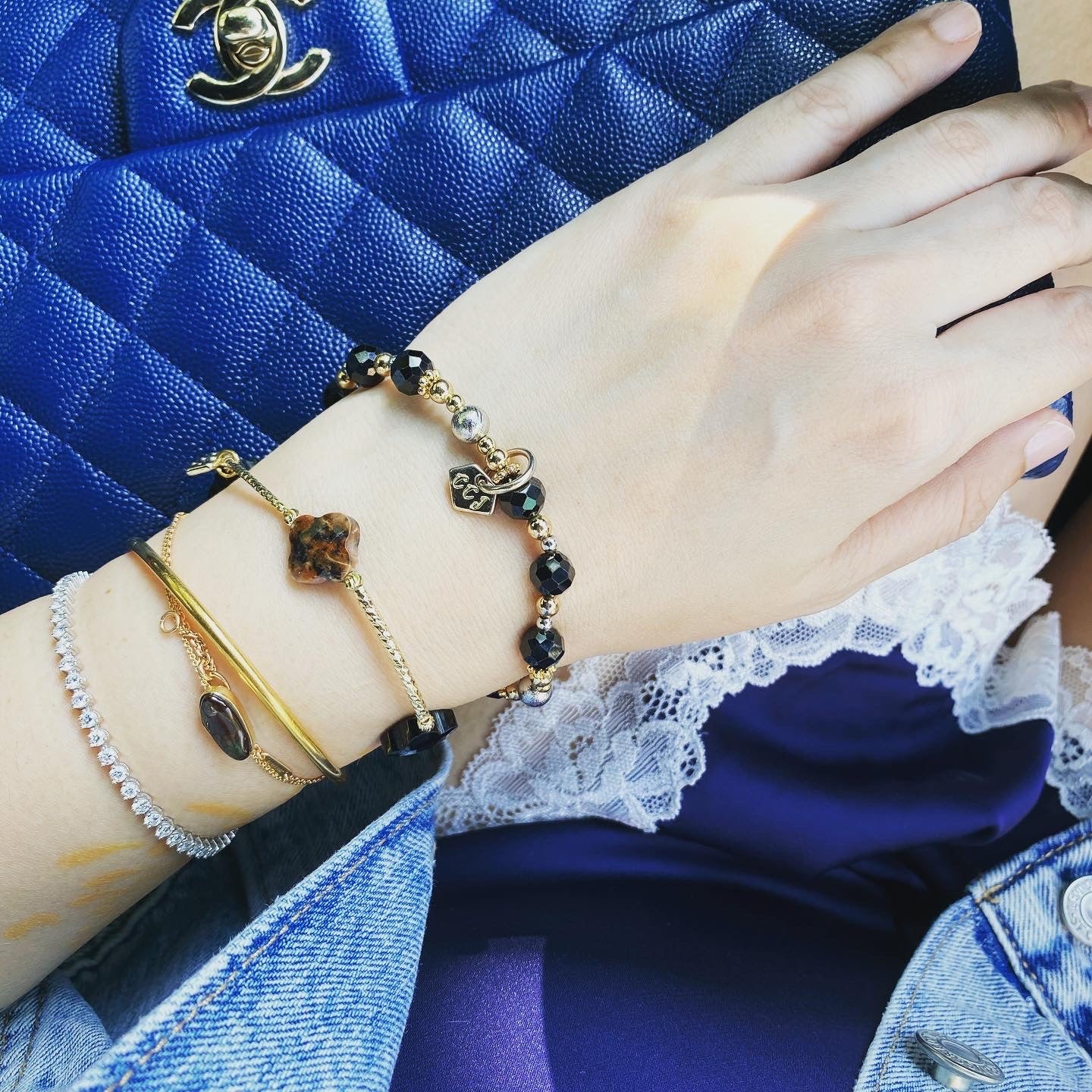 Meteorite & Black Spinel Bracelet