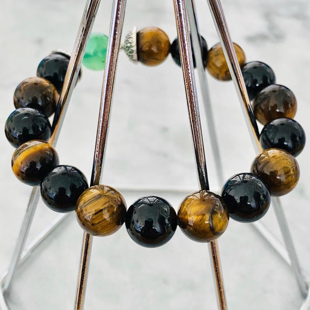 Chrysoprase, Black Tourmaline & Tigereye Men Bracelet