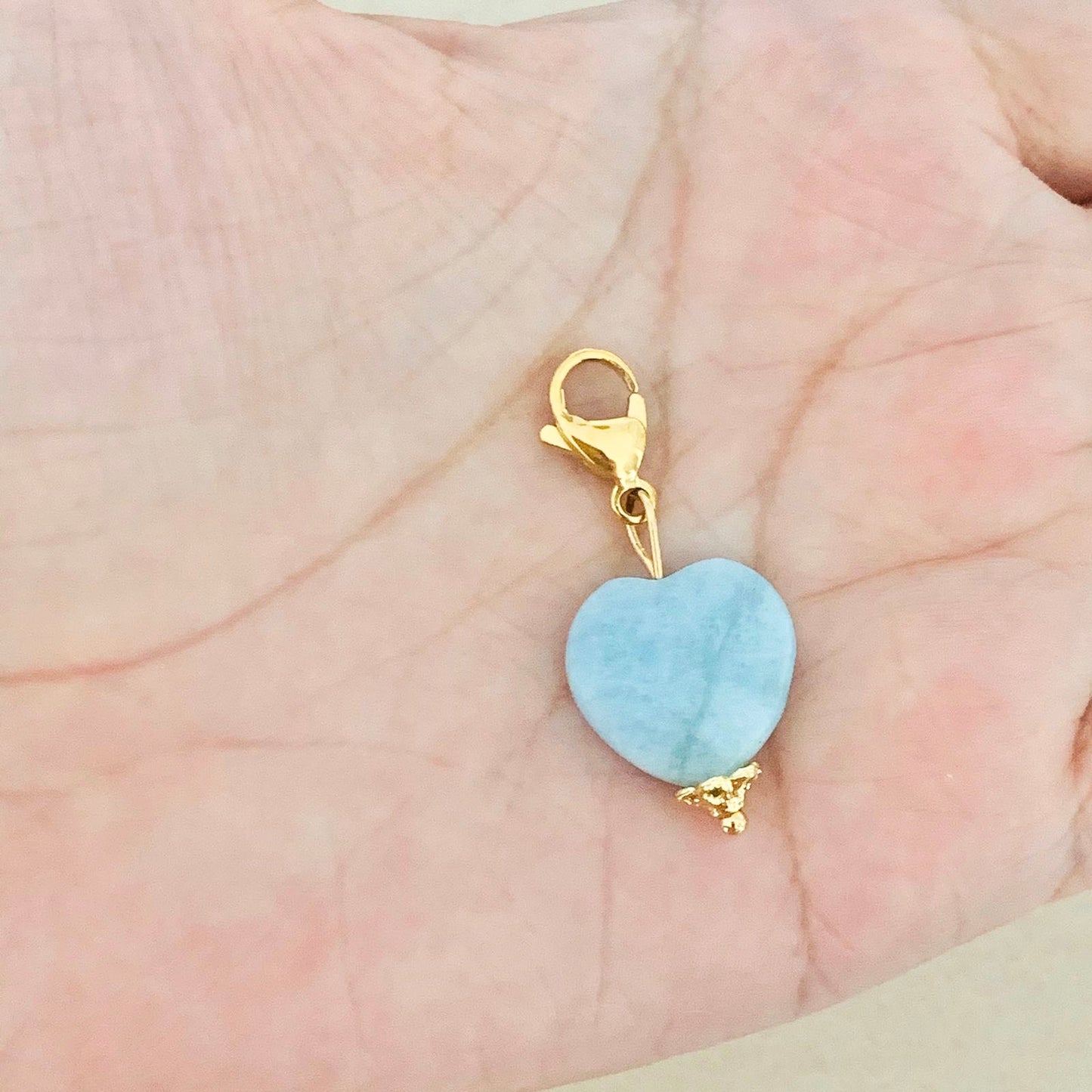 Aquamarine Heart Charm