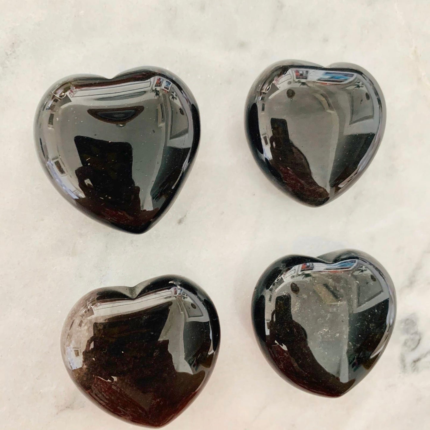 Puffy Black Obsidian Hearts