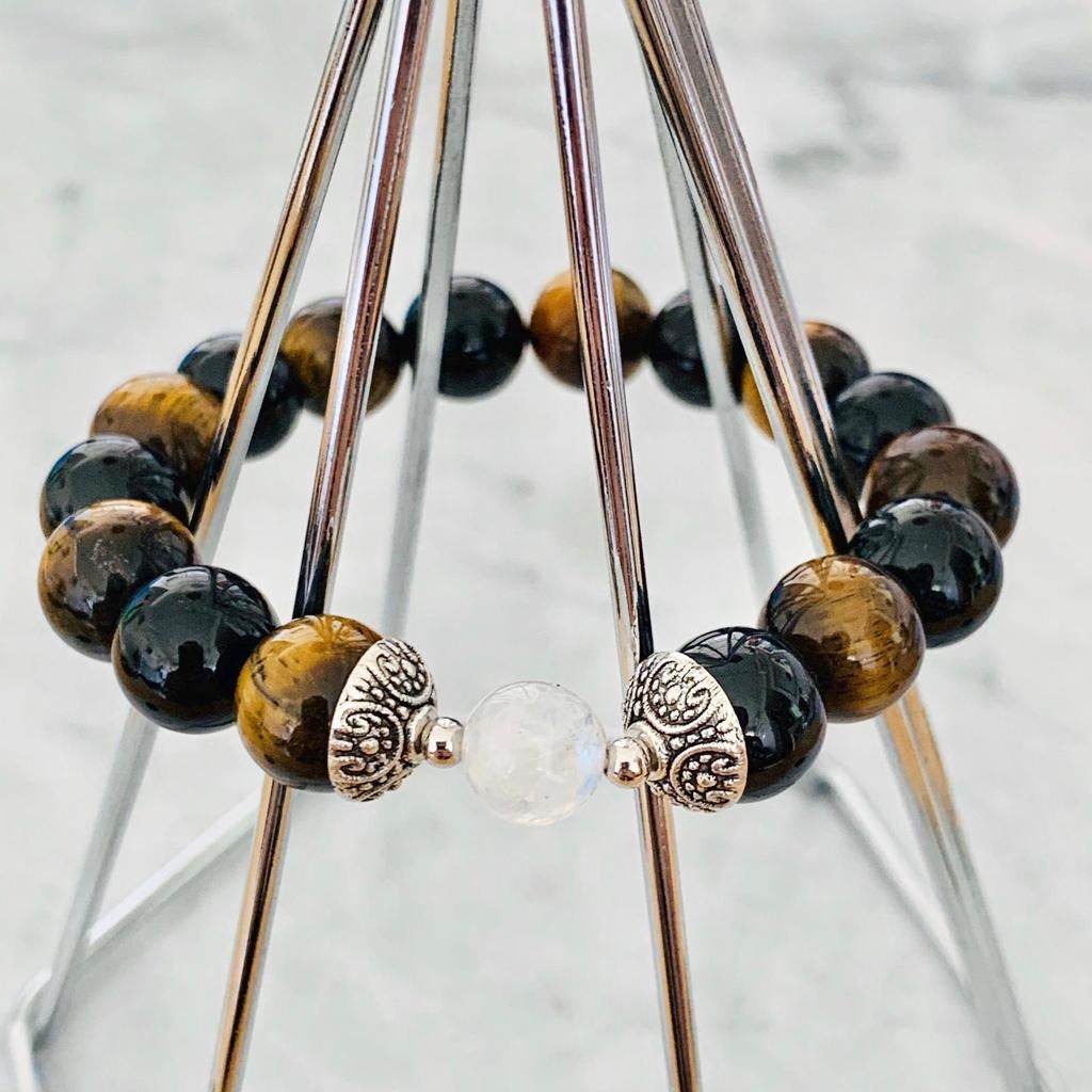 Moonstone, Black Tourmaline & Tigereye Men Bracelet