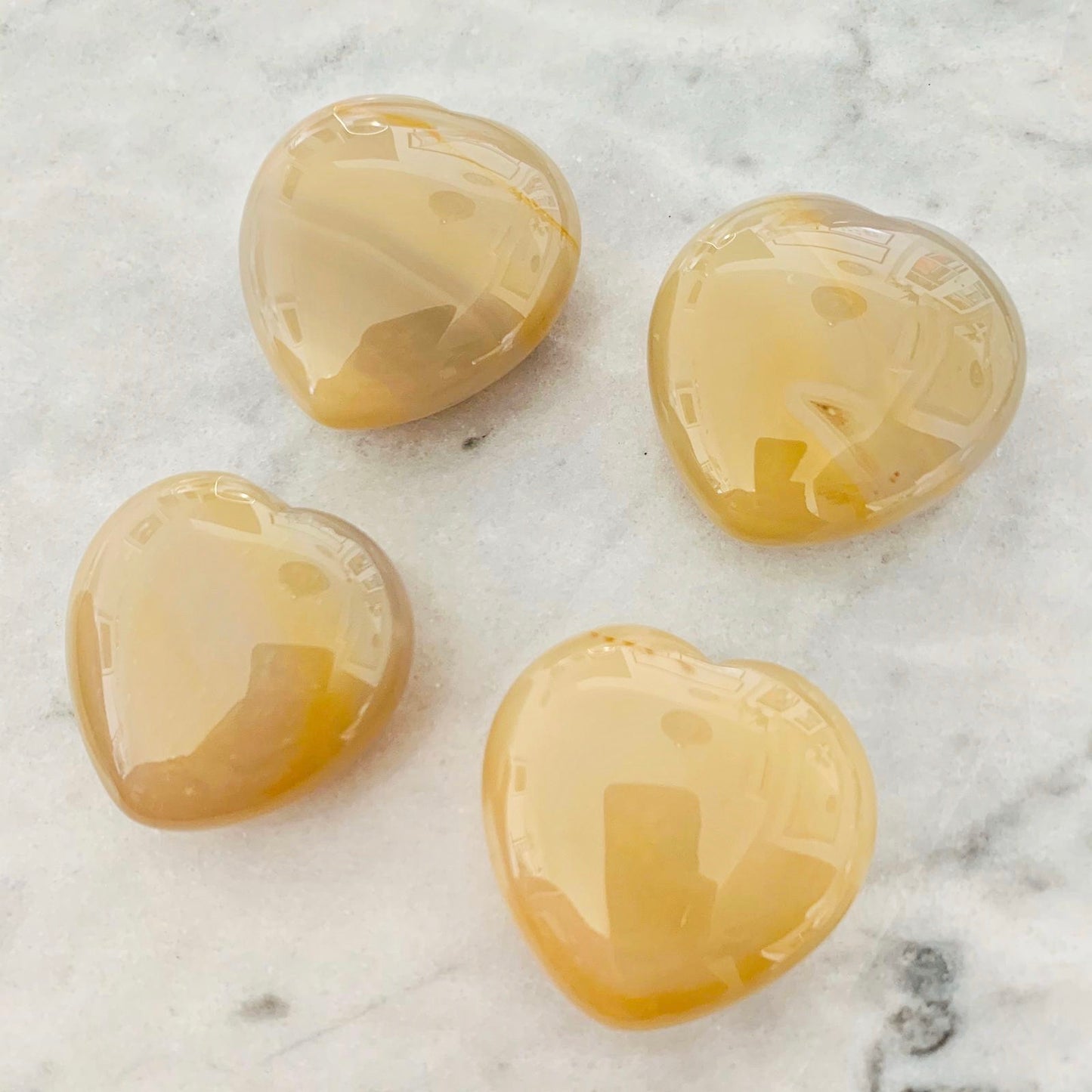 Puffy Yellow Agate Hearts