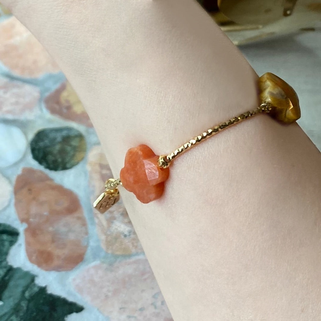 Crazy Lace Agate & Orange Aventurine Clover La Grace Bracelet