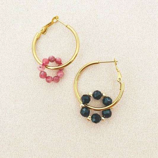 Pink Tourmaline & Black Spinels Sucre Donut Earrings