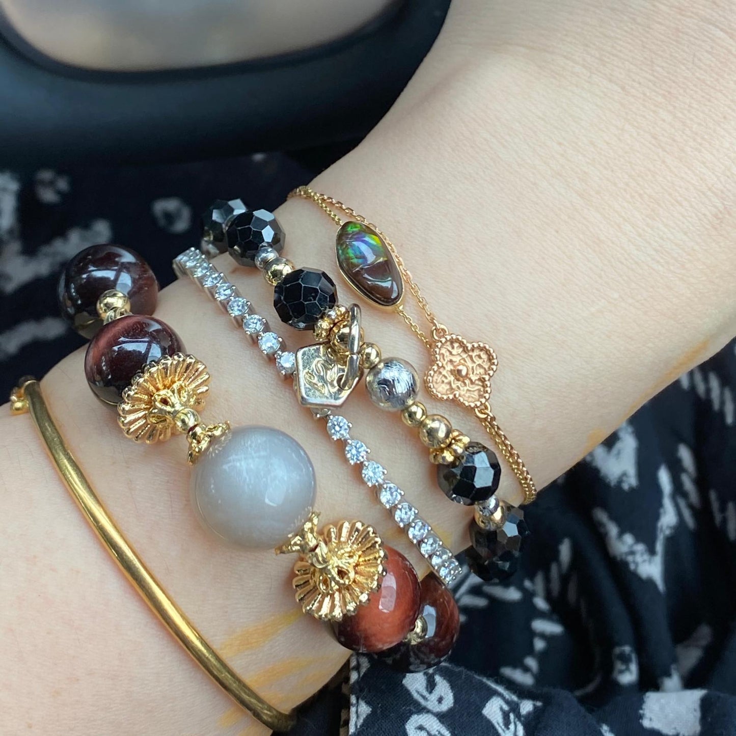 Meteorite & Black Spinel Bracelet