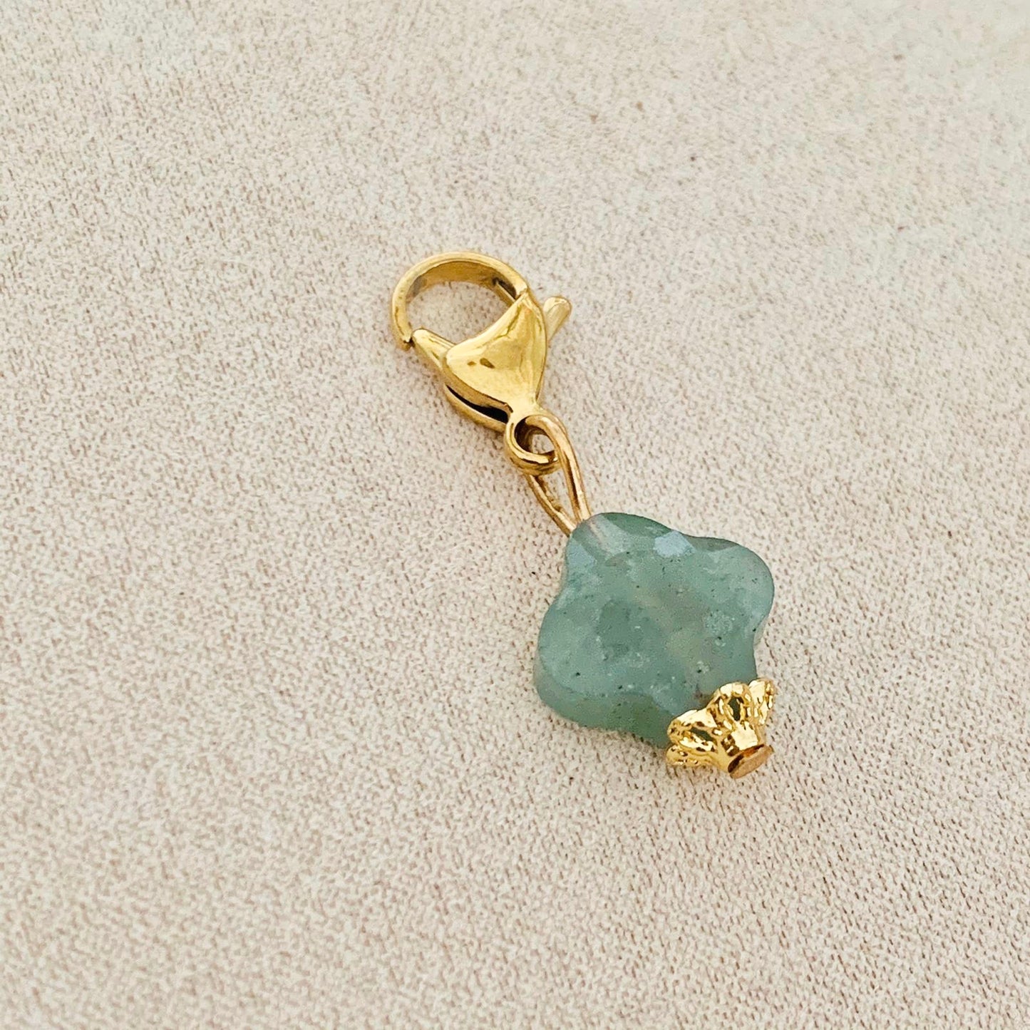 Green Aventurine Clover Charm