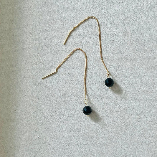 Black Spinel Thread Earrings
