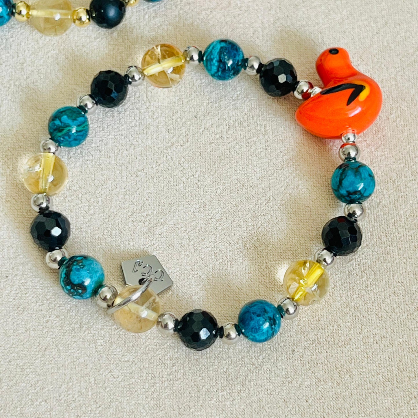 Black Onyx, Citrine & Turquoise Hermes Birdie Bracelet